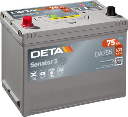 DETA DA755 - Стартерная аккумуляторная батарея, АКБ autodif.ru
