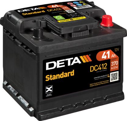 DETA DC412 - Аккумулятор DETA STANDARD 12 V 41 AH 370 A ETN 0(R+) B13 207x175x175mm 11kg autodif.ru