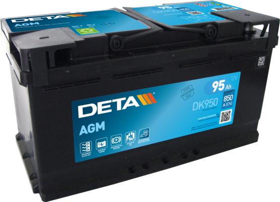 DETA DK950 - Аккумуляторная батарея 95Ah DETA Start&Stop AGM 12V 95AH 850A ETN 0(R+) B13 353x175x190mm 26kg autodif.ru