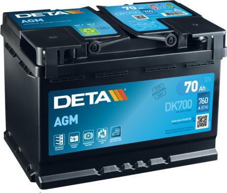 DETA DK700 - Аккумулятор - 12 70 760 0(+) 13 278175190 20.9 autodif.ru