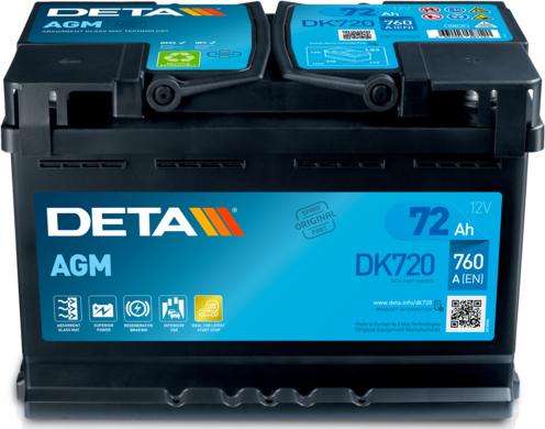 DETA DK720 - Стартерная аккумуляторная батарея, АКБ autodif.ru
