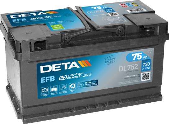 DETA DL752 - Стартерная аккумуляторная батарея, АКБ autodif.ru