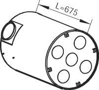 Dinex 80451 - Бочка глушителя FH12/16 большая E-line = 80401,(оцинкованная сталь, упрощённая конструкция) FL 12 / autodif.ru