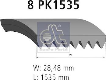 DT Spare Parts 1.21219 - 1.21219_ремень поликлиновой 8PK1535 \Scania 114 autodif.ru