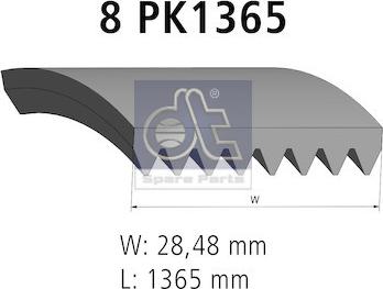 DT Spare Parts 2.15416 - Автозапчасть/Ремень поликлиновой 8PK1365 autodif.ru