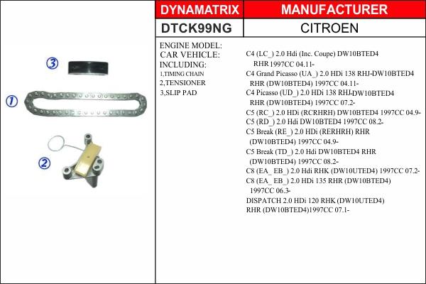Dynamatrix DTCK99NG - Комплект цепи привода распредвала autodif.ru