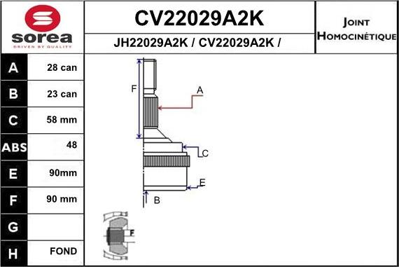 EAI CV22029A2K - Шарнирный комплект, ШРУС, приводной вал autodif.ru