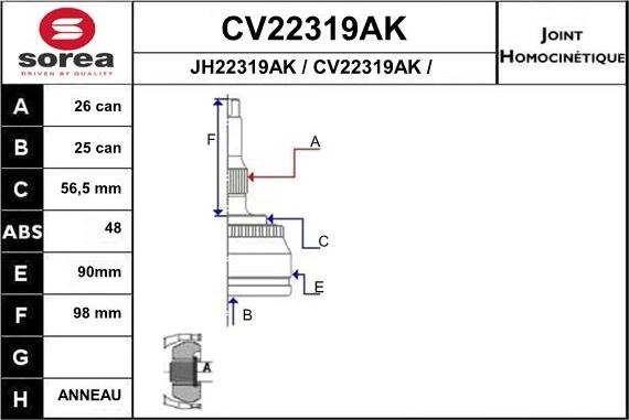 EAI CV22319AK - Шарнирный комплект, ШРУС, приводной вал autodif.ru