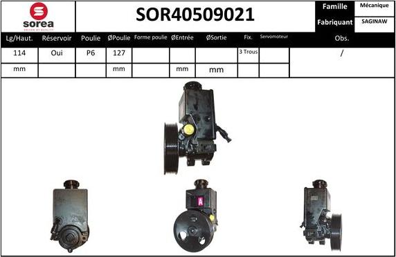 EAI SOR40509021 - Гидравлический насос, рулевое управление, ГУР autodif.ru