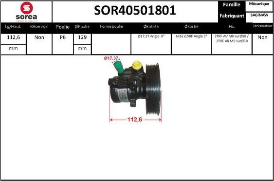 EAI SOR40501801 - Гидравлический насос, рулевое управление, ГУР autodif.ru