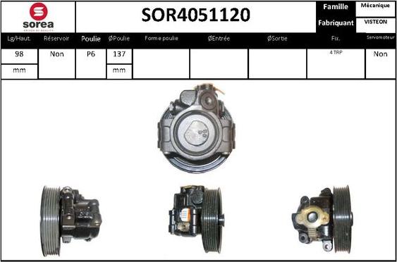 EAI SOR4051120 - Гидравлический насос, рулевое управление, ГУР autodif.ru