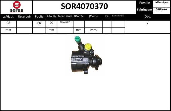 EAI SOR4070370 - Гидравлический насос, рулевое управление, ГУР autodif.ru