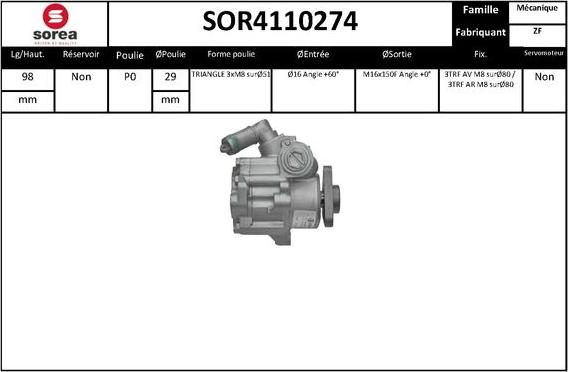 EAI SOR4110274 - Гидравлический насос, рулевое управление, ГУР autodif.ru