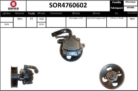 EAI SOR4760602 - Гидравлический насос, рулевое управление, ГУР autodif.ru