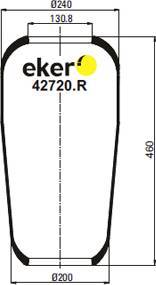 Eker 42720R - Пневморессора BPW MERCEDES MAN VOLVO (чулок) (460х295мм,отв.130.8х130.8мм) EKER autodif.ru