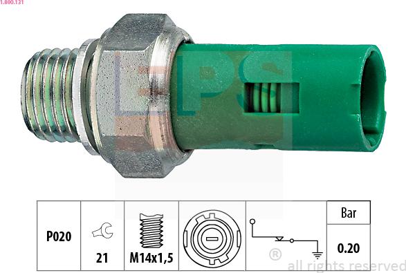 EPS 1.800.131 - Датчик лампы давления масла (0,2 бара), разъем круглой формы Megane-I, Symbol-I autodif.ru