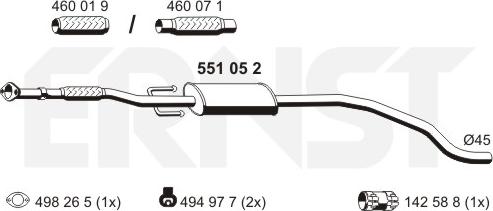 ERNST 551052 - Средний глушитель выхлопных газов autodif.ru