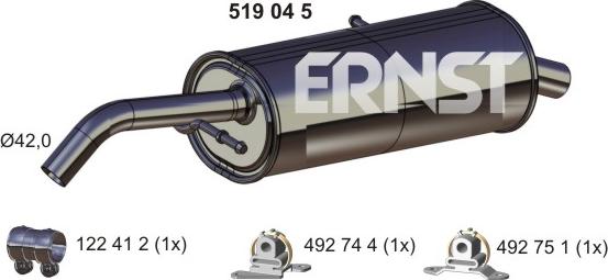 ERNST 519045 - Глушитель выхлопных газов, конечный autodif.ru
