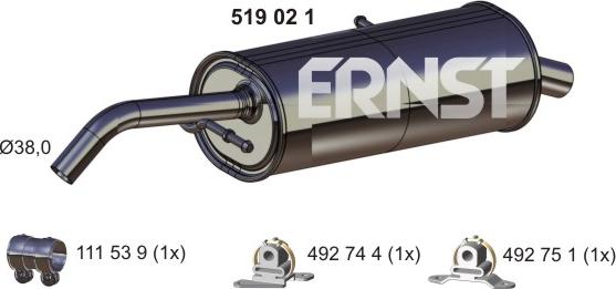 ERNST 519021 - Глушитель выхлопных газов, конечный autodif.ru