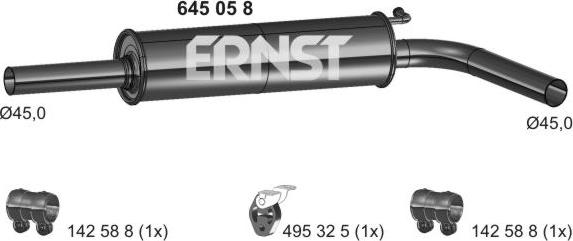 ERNST 645058 - Средний глушитель выхлопных газов autodif.ru