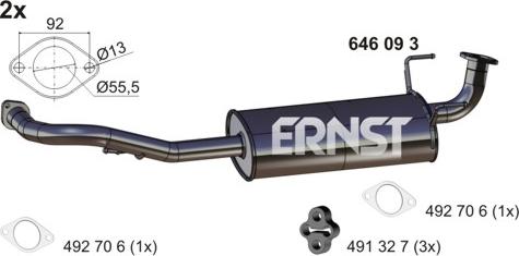 ERNST 646093 - Средний глушитель выхлопных газов autodif.ru