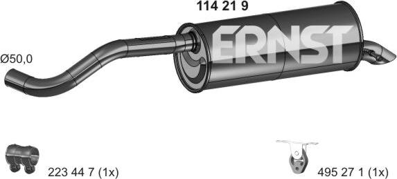 ERNST 114219 - Глушитель выхлопных газов, конечный autodif.ru