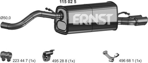 ERNST 115025 - Глушитель выхлопных газов, конечный autodif.ru