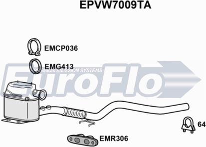 EuroFlo EPVW7009TA - Сажевый / частичный фильтр, система выхлопа ОГ autodif.ru