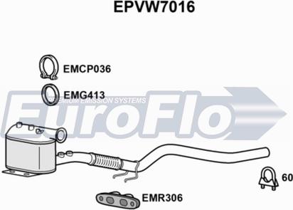 EuroFlo EPVW7016 - Сажевый / частичный фильтр, система выхлопа ОГ autodif.ru