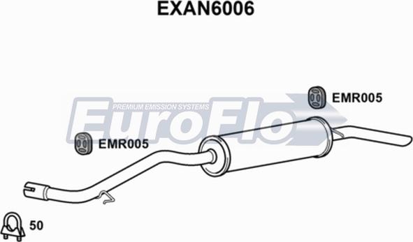 EuroFlo EXAN6006 - Глушитель выхлопных газов, конечный autodif.ru