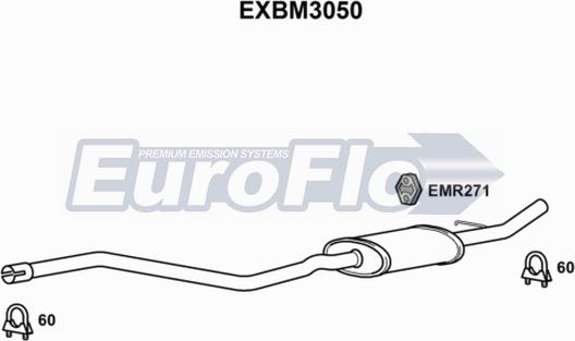 EuroFlo EXBM3050 - Средний глушитель выхлопных газов autodif.ru