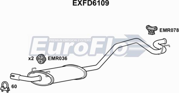 EuroFlo EXFD6109 - Глушитель выхлопных газов, конечный autodif.ru