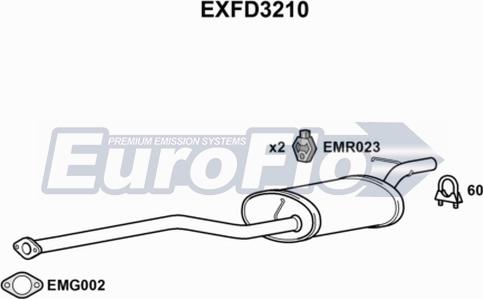 EuroFlo EXFD3210 - Средний глушитель выхлопных газов autodif.ru