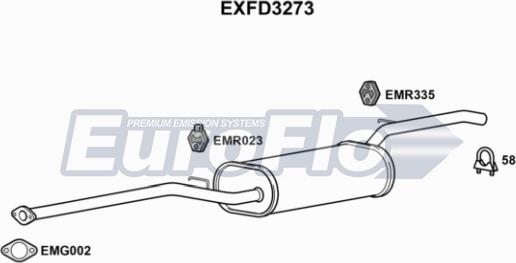 EuroFlo EXFD3273 - Средний глушитель выхлопных газов autodif.ru