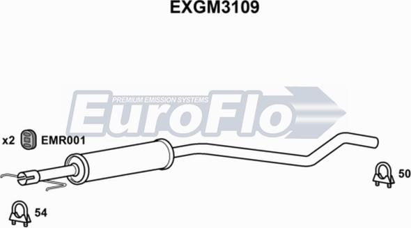 EuroFlo EXGM3109 - Средний глушитель выхлопных газов autodif.ru