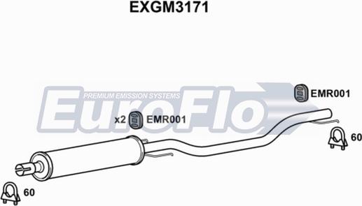EuroFlo EXGM3171 - Средний глушитель выхлопных газов autodif.ru