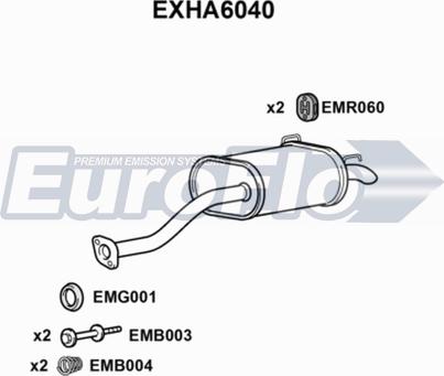 EuroFlo EXHA6040 - Глушитель выхлопных газов, конечный autodif.ru