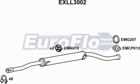 EuroFlo EXLL3002 - Средний глушитель выхлопных газов autodif.ru