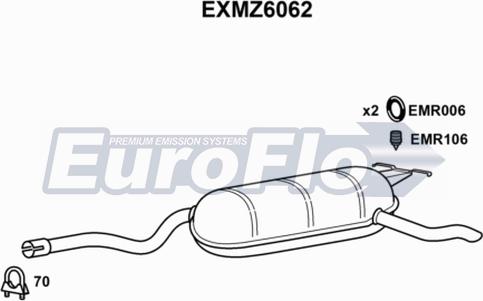 EuroFlo EXMZ6062 - Глушитель выхлопных газов, конечный autodif.ru