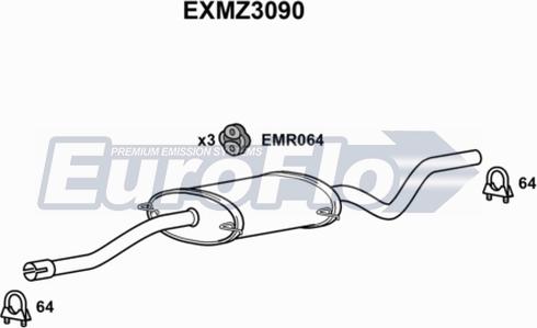 EuroFlo EXMZ3090 - Средний глушитель выхлопных газов autodif.ru