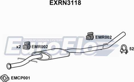 EuroFlo EXRN3118 - Средний глушитель выхлопных газов autodif.ru
