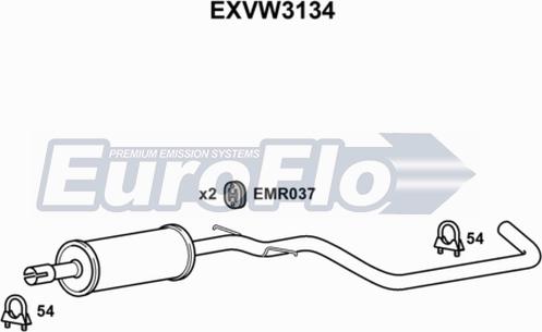 EuroFlo EXVW3134 - Средний глушитель выхлопных газов autodif.ru