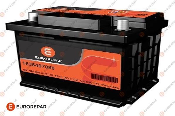 EUROREPAR 1636497180 - Стартерная аккумуляторная батарея, АКБ autodif.ru