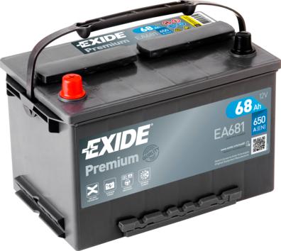 Exide _EA681 - Аккумулятор EXIDE PREMIUM CARBON BOOST 12V 68AH 650A ETN 1(L+) B13 277x175x190mm 17kg autodif.ru
