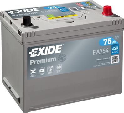Exide EA754 - Стартерная аккумуляторная батарея, АКБ autodif.ru