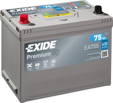 Exide EA755 - Стартерная аккумуляторная батарея, АКБ autodif.ru