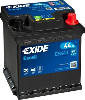 Exide EB440 - EXIDE EB440 Аккумулятор Excell 12V 44Ah 400A 175х175х190 полярность ETN0 клемы EN крепление B13 autodif.ru
