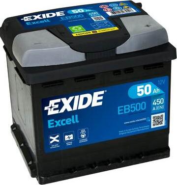 Exide EB500 - аккумуляторная батарея! 19.5/17.9 евро 50Ah 450A 207/175/190\ autodif.ru