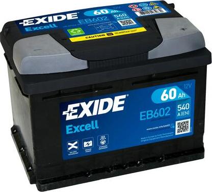 Exide EB602 - Аккумуляторная батарея EXCELL (12V 60Ah 540A B13) 242x175x175mm Полярность ETN 0 (-/+) Тип клеммы 1( autodif.ru