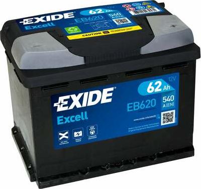 Exide EB620 - Аккумуляторная батарея EXCELL (12V 62Ah 540A B13) 242x175x190mm Полярность ETN 0 (-/+) Тип клеммы 1( autodif.ru
